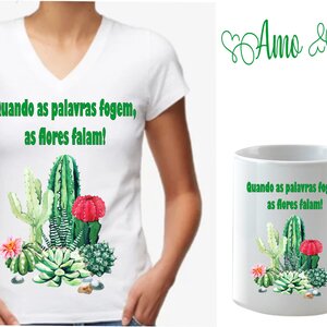 Kit : Baby Look + Caneca Flores Falam!