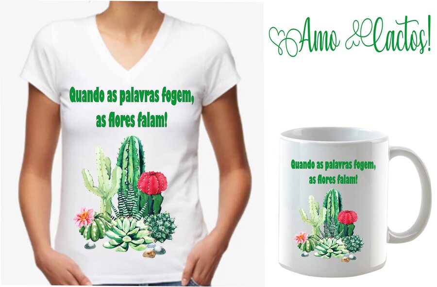 Kit : Baby Look + Caneca Flores Falam!