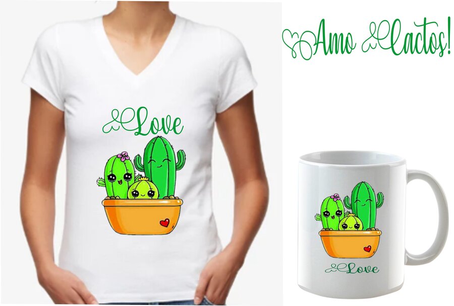 Kit baby look + caneca Love Cactos