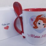 Caneca de porcelana com colher personalizada 